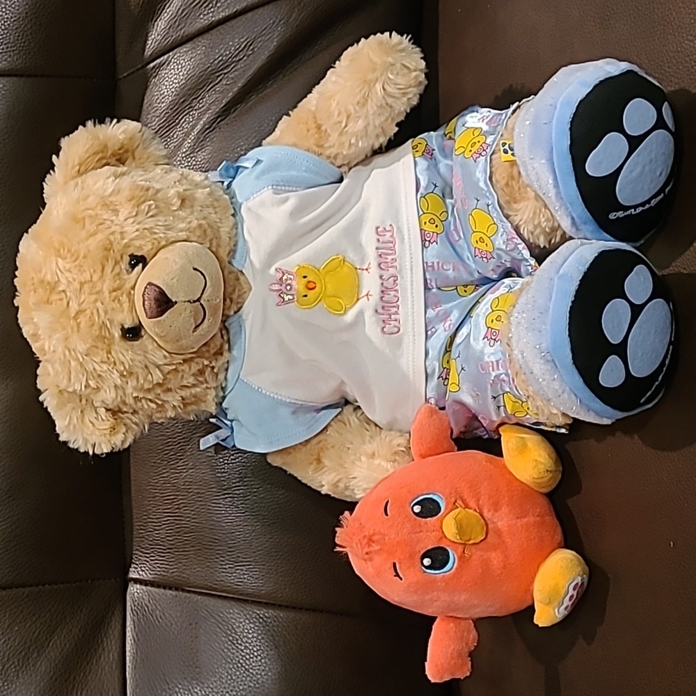 Build-a-Bear Teddy Chicks Rule PJs & Hide & Go Beep Coral Chick